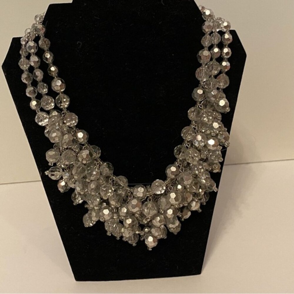 VINTAGE GERARD YOSCA NECKLACE CHOKER BIB STATEMENT CRYSTALS USA DESIGNER 16”